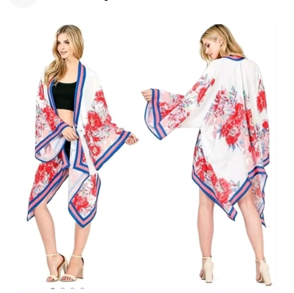 FLYING TOMATO western  floral kimono size m/l